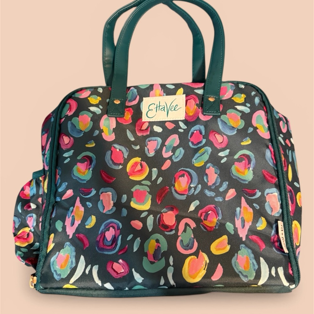 Black Multicolor Floral Tote Bag